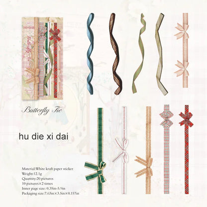 JIANWU Handmade Gallery Series Vintage Lace Flower Bow Landscape Material Collage Strip Sticker Creative DIY Journal Stationery