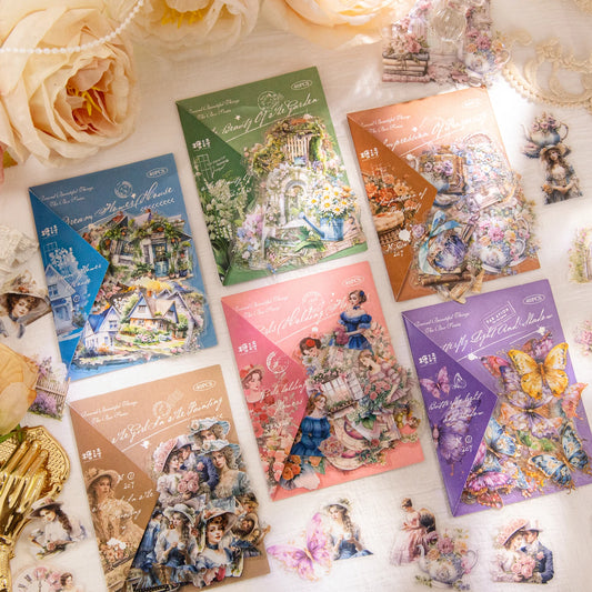 JIANQI 40 pcs Retro Plants and Flowers PET material Decorative sticker Diary Album Scrapbooking material Junk Journal Supplies