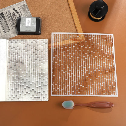 JIANWU Red Brick Honeycomb Fish Scale Graphic Plastic Masking Panel Material Stamp Creative DIY Student Supplies Stationery