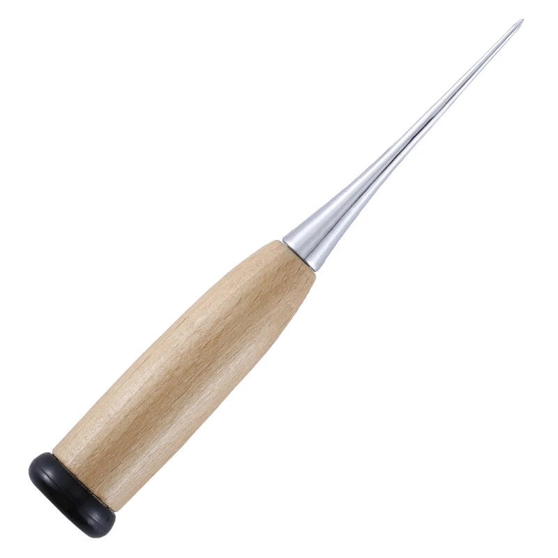 1Pc Complete Awl Set Small Size Wooden Handle Metal Tip Leather Stitching Awls for Home Sewing Leather Making and Hole Punching