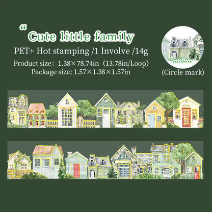 JIANQI 40mm*2m PET Tapes Rural houses DIY Scrapbooking Decor Photo Album Collage Junk Journal Materials Aesthetics Stickers