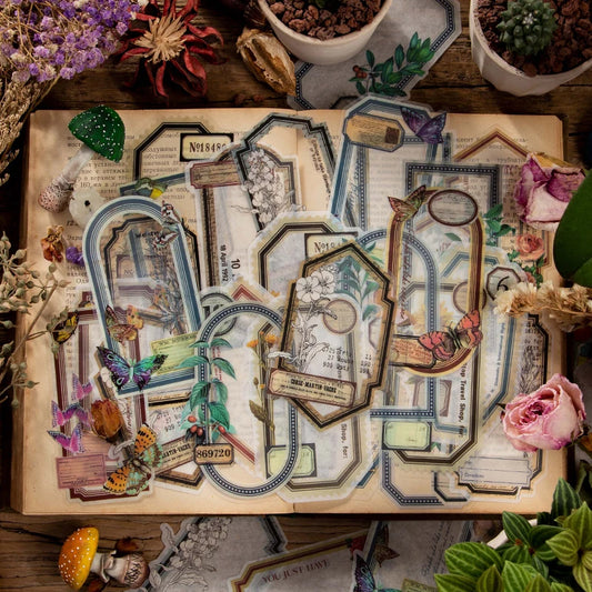 10 pcs Vintage Flowers Plant Labels Stickers Diy Plant Diary Album Scrapbooking Planner hand made Collage material