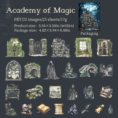 JIANQI 25 pcs Enchanted Forest Series PET material Decorative sticker Diary Album Scrapbooking material Junk Journal Supplies