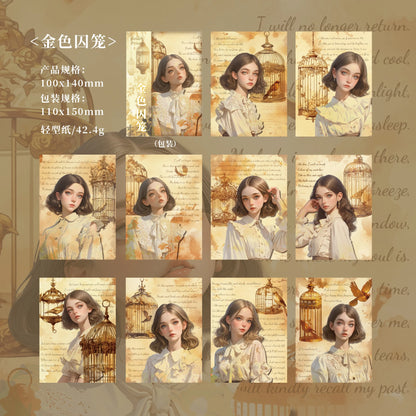 JIANQI 30pcs/pack Retro Girl Materials Paper DIY Srapbook Decor Junk Journal Collage Stationery Planner Supplies Craft Paper
