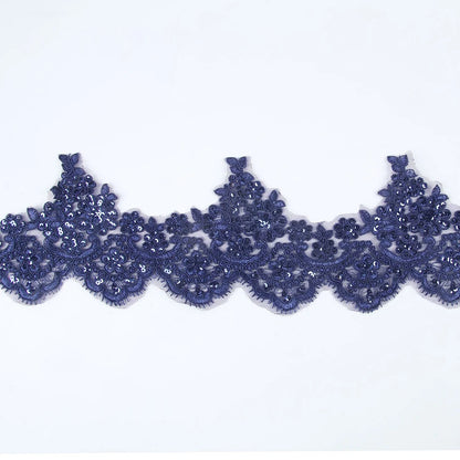 1Yard Sequins Eyelash Car Bone Lace White Lace Fabric Wedding Dress Accessories 14CM Wide