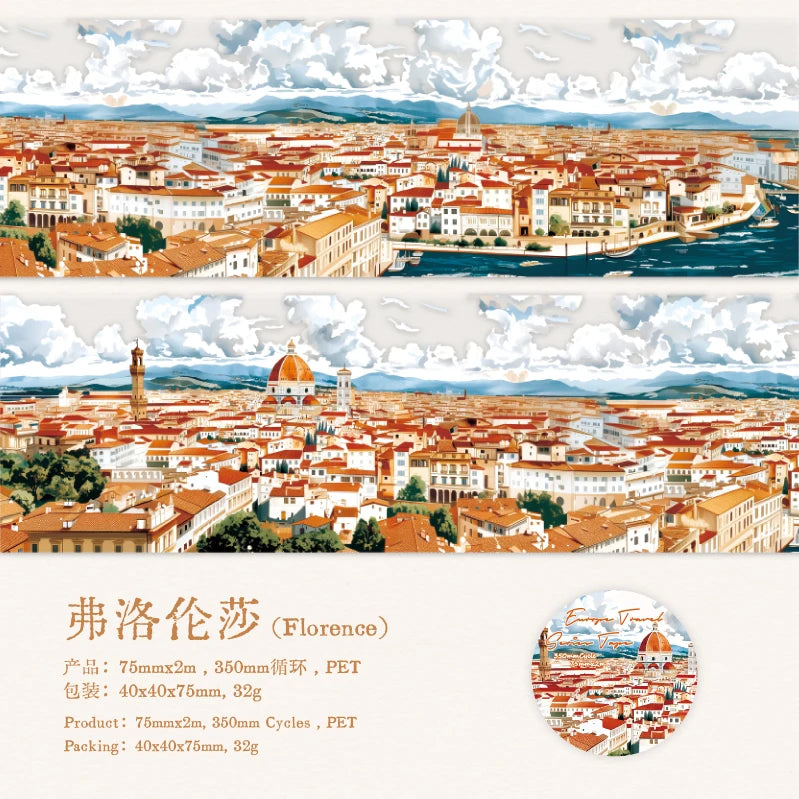 JIANQI 75mm*2m PET Large size tape Sticker Decorative collage Adhesive Diy Scrapbooking hand made Masking tapes