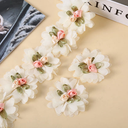 10Pcs/Lot Handmade Chiffon Flower Lace Accessories for DIY Wedding Decoration