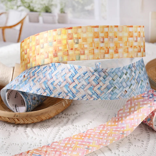 JIANQI 40mm*2m Vintage color weave Tapes Junk Journal Masking Tape DIY Scrapbooking Supplies Planner Photo Album Deco Stickers