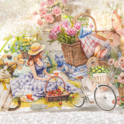 JIANQI 30pcs/pack INS Girls leisure life  Stickers PET Materials Collage Stationery Decor Diary DIY Scrapbooking supplies