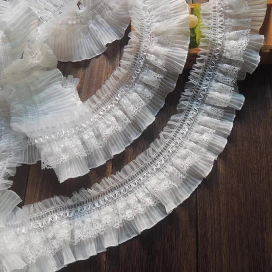 1 Yard Embroidery Elastic Lace Clothing Lace Fabric Lace Layer Materials Vintage Dress Lace Accessories 7.5CM