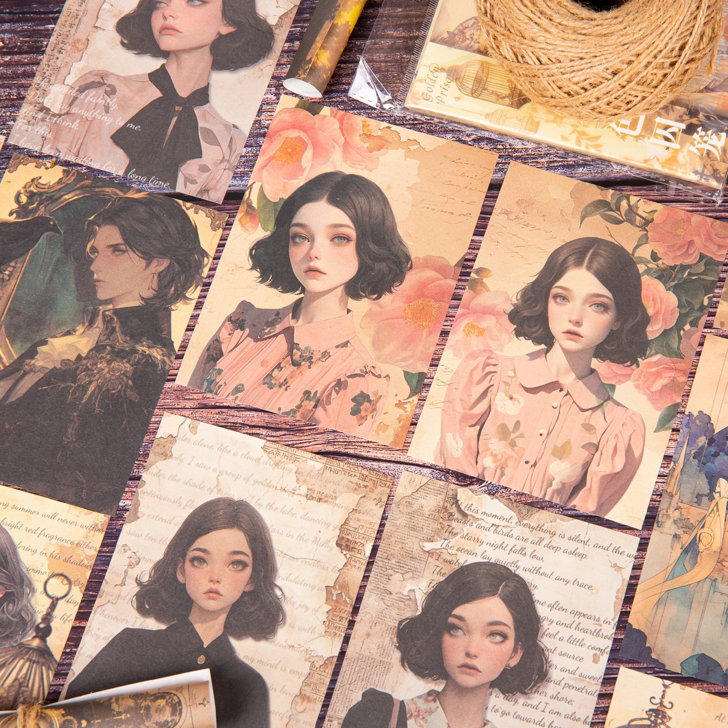 JIANQI 30pcs/pack Retro Girl Materials Paper DIY Srapbook Decor Junk Journal Collage Stationery Planner Supplies Craft Paper