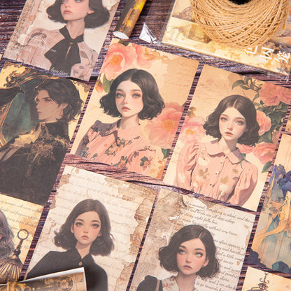 JIANQI 30pcs/pack Retro Girl Materials Paper DIY Srapbook Decor Junk Journal Collage Stationery Planner Supplies Craft Paper