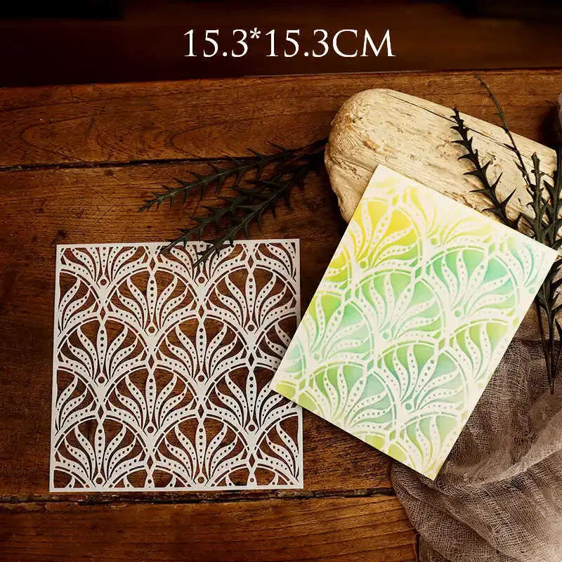 JIANWU Vintage Hollow Plant Flower Material Carved Plastic Plate Stencils Creative DIY Junk Journal Student Supplies Stationery