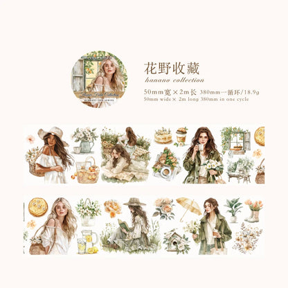JIANQI 50mm*2m PET Tape Stickers Creativity Scrapbooking Hand Account Adhesive hand made Diy Junk Journal Craft Supplies