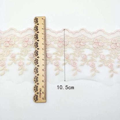 1 Yard Embroidered Lace Edge Trim Ribbon Wedding Applique DIY Clothing Sewing Craft 10.5CM Wide