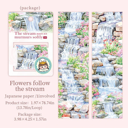 50mm*2m Landscape Tapes The flowing water DIY Scrapbooking Decor Photo Album Collage Junk Journal Materials Aesthetics Stickers