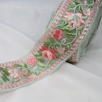 1 Yard 3D Ribbon Flower Embroidered Lace Trim, Handmade DIY Clothes Lace Fabric Accessories  4.6CM Width