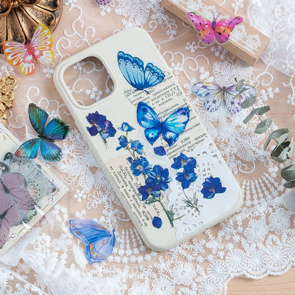 JIANQI 40pcs Color Butterfly Decorative Waterproof Stickers Material Sticker Scrapbooking Label Diary Cup Phone Journal Planner
