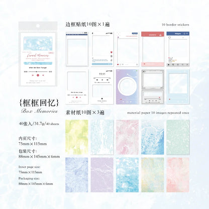 JIANQI 40pcs/pack Hollow border Scrapbooking Material Set Sticker Aesthetic Planner Decoration for Junk Journal Supplies