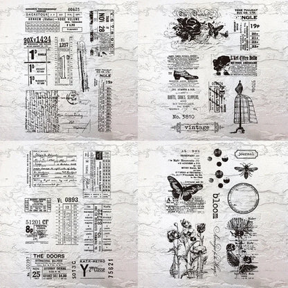 JIANWU Vintage Plant Butterfly English Text Material Collage Transparent Silicone Stamp Creative DIY Student Supplies Stationery
