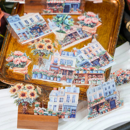 JIANQI 30 pcs Small town scenery Decorative PET Stickers Scrapbooking Label Diary Stationery Album Phone Cup Journal Plann
