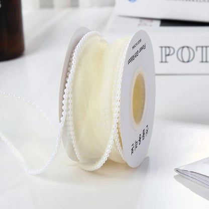 5 Yards Pearl Edged Fishtail Yarn Pleated Wave Handmade DIY Flower Packaging Cake Ribbon Lace 4CM Wide
