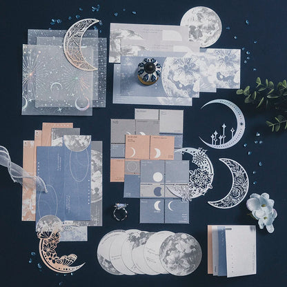 JIANQI 63 pcs Lunar phase theme INS Decorative paper Different size Diy Diary Album hand made junk journal supplies