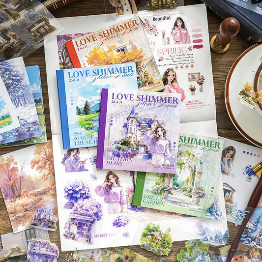 JIANQI 20pcs PET Die cut Stickers book Four Seasons Scenery Decorative handmade Scrapbooking Material Diary Album Craft Supplies