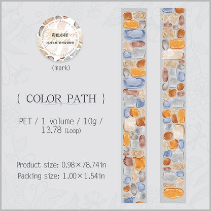 JIANQI 25mm*2m PET Tapes Garden Path DIY Scrapbooking Decor Photo Album Collage Junk Journal Materials Aesthetics Stickers