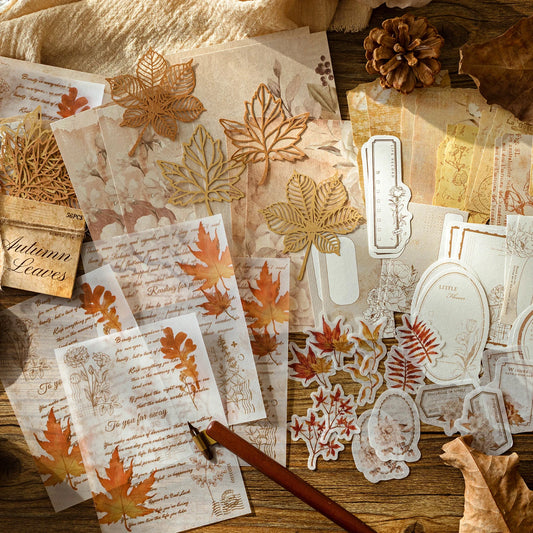JIANQI 56pcs/pack Decor Scrapbook Lace Sticker Materials Paper Combo Kit DIY Junk Journal Collage Photo Album Vintage Stickers