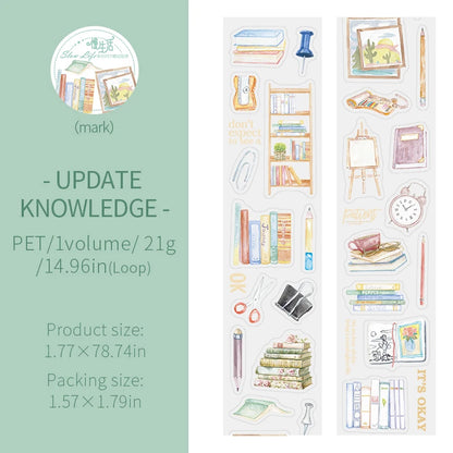 JIANQI 45mm*2m PET Daily Life tape Sticker Decorative collage Adhesive Diy Scrapbooking hand made Masking tape