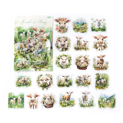 JIANQI 40 pcs Cute Style Cats animals Stickers aesthetic Decorative Diary Album Stationery Stick Labels Junk Journal Supplies