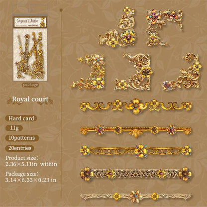 JIANQI 20pcs Strip Corner Sticker Pack baroque style Junk Journal DIY Scrapbooking School Supplies Collage Stationery Stickers