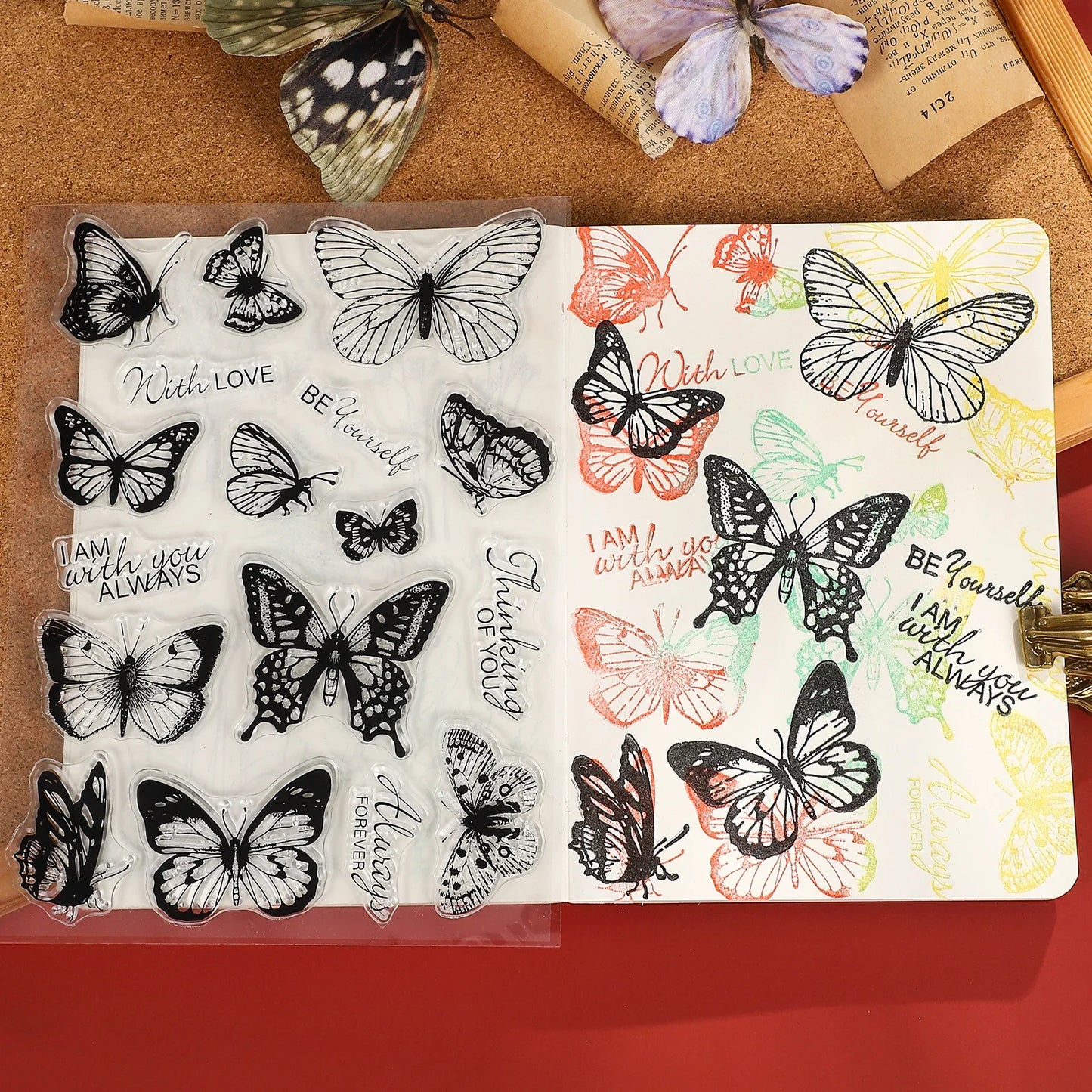 JIANWU Vintage Tree Plant Flower Butterfly Label Bill Landscape Material Collage Silicone Stamp Creative DIY Journal Stationery