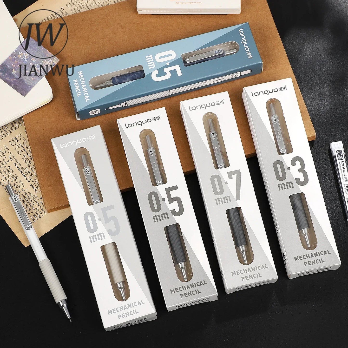 JIANWU Low Center of Gravity Metal Drawing Mechanical Pencil Material Collage Pencil CreativeJournal Student Supplies Stationery