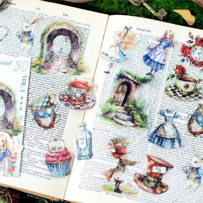 JIANQI 30 pcs Fairy Tale Fantasy PET Stickers aesthetic Stick Labels Decor Scrapbooking material hand made junk journal supplies
