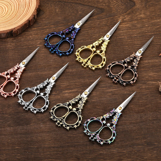 Zxiixz 1Pcs Stainless Steel Vintage Scissors Sewing Fabric Cutter Embroidery Tailor Scissor lily of the valley for Sewing Shears