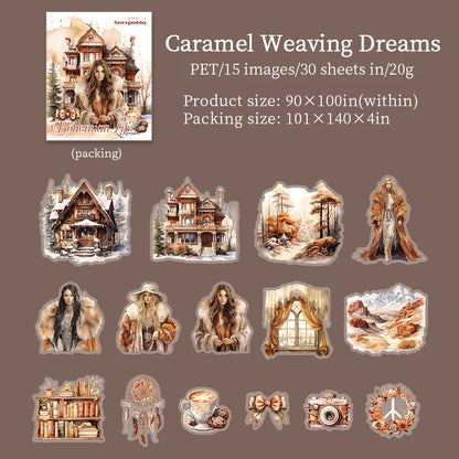 JIANQI 30pcs/pack Bohemian girl PET Stickers DIY Scrapbooking Decor Photo Album Creative Stationery Collage Materials Stickers