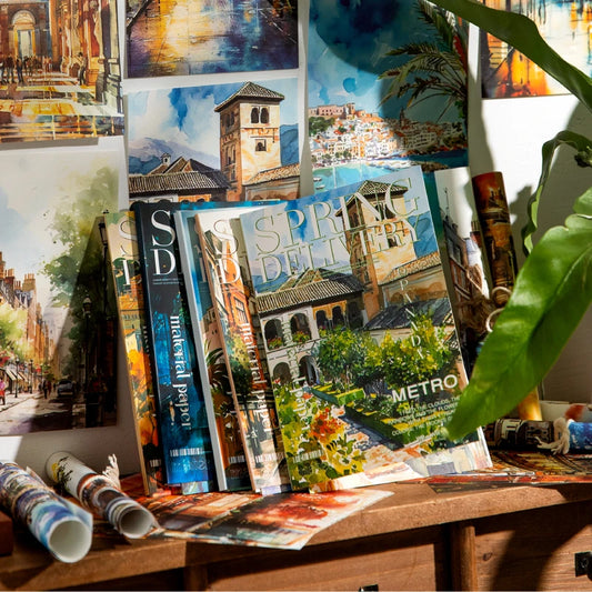JIANQI 30pcs/pack Vintage urban landscape Material Paper DIY Scrapbooking Collage Decor Junk Journal Aesthetics stationery Paper
