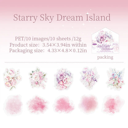 JIANQI 10pcs/pack PET Flower Stickers Smudging Collage Scrapbooking Decor Junk Journal Stationery DIY Flowers Sticker Pack