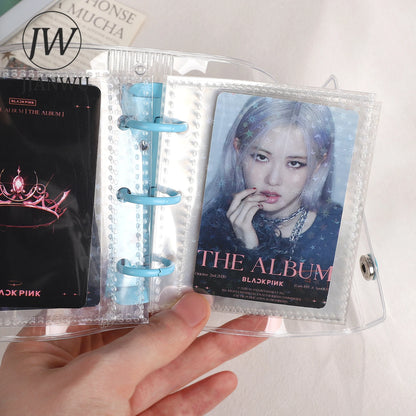 JIANWU Double Buckle A8Mini 3-hole Transparent Loose Leaf Material Storage Notebook Creative Journal Student Supplies Stationery