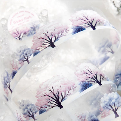 JIANQI 38mm*2m PET Winter snow scenery Tapes DIY Scrapbooking Decor Photo Album Collage Journalling Materials Aesthetics Sticker