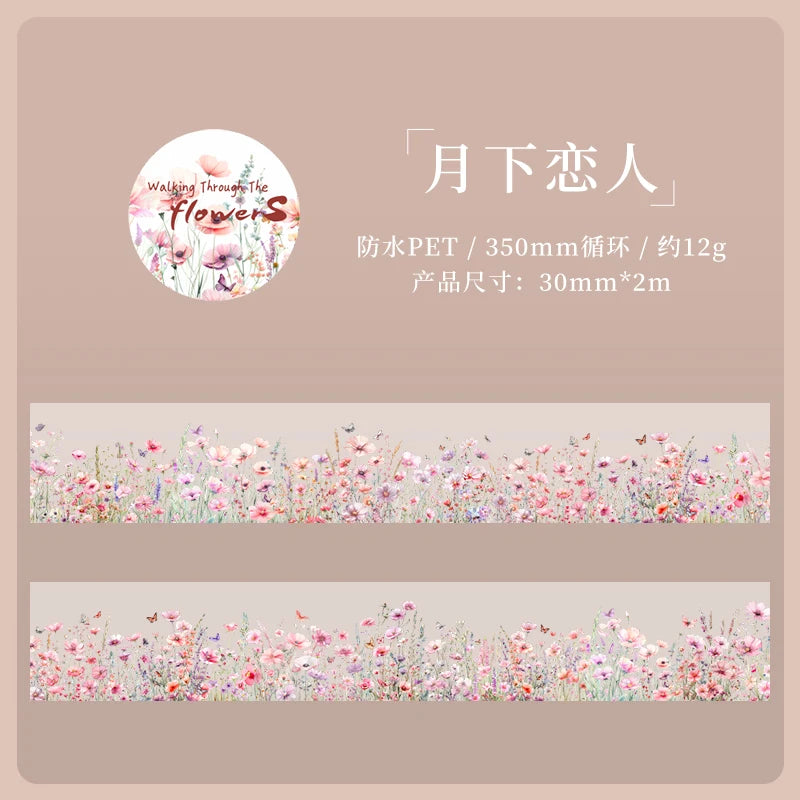 JIANQI 30mm*2m Creative Plants and Flowers tapes hand tent DIY Stick Labels Scrapbooking Material Junk Journal Supplies