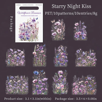 JIANQI 10 Pcs Plant Flower Landscape Stickers PET Transparent Decorative Collage Junk Journal DIY Scrapbooking Supplies