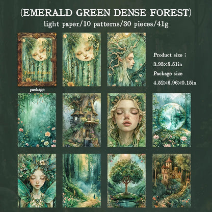 JIANQI 30 pcs Forest fantasy Series Material paper Decorative paper Diy Diary Album Scrapbooking Material Junk Journal Supplie