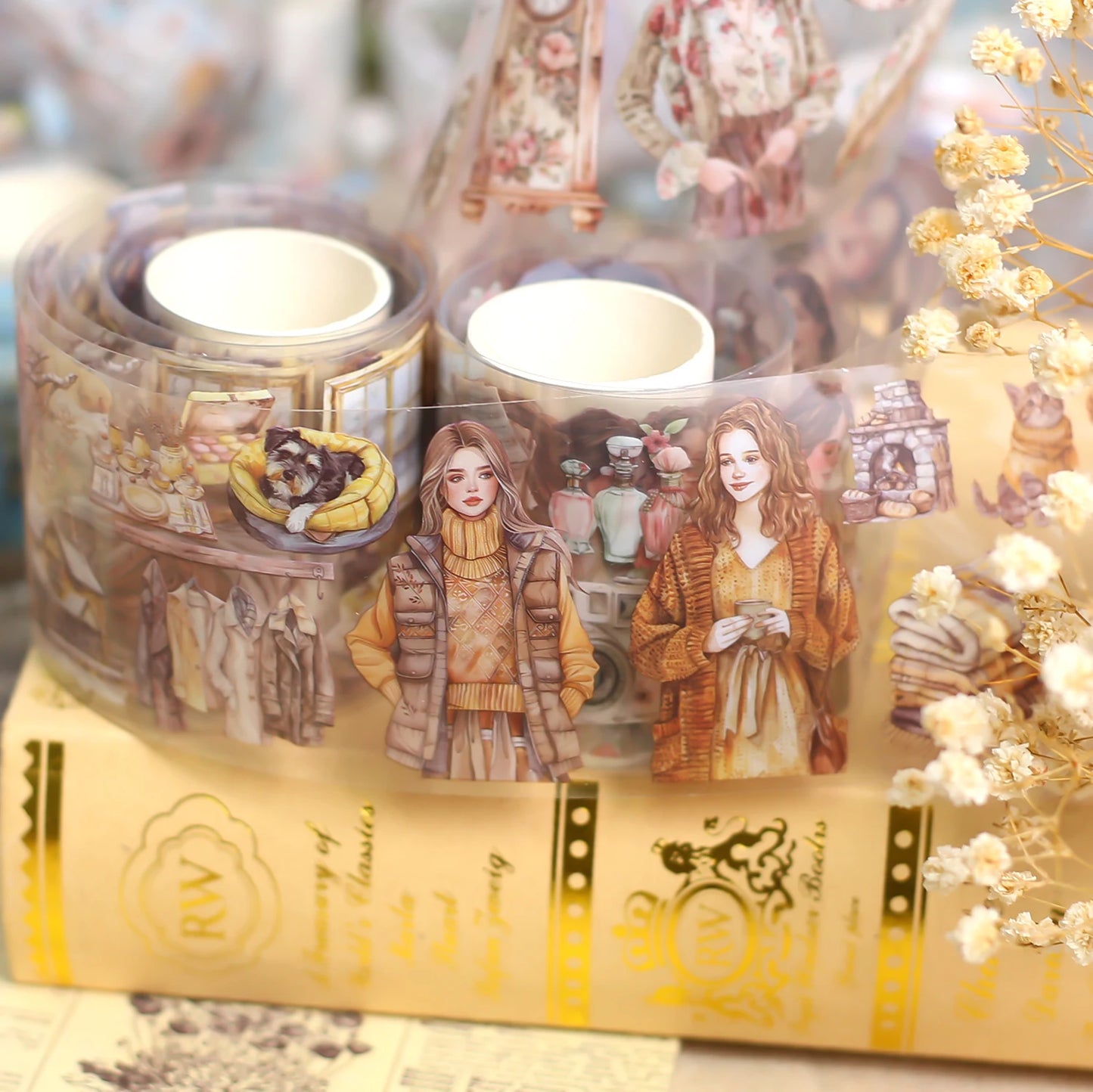 JIANQI 60mm*2m PET Girl's life Tapes Sticker Decorative collage Adhesive Diy Scrapbooking hand made Masking tape Stickers