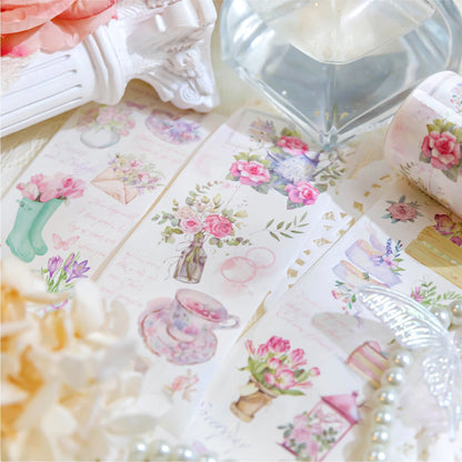 JIANQI 50mm*2m Scrapbook Decor Adhesive Tape Heartbeat Flower Shop Tapes Masking Tapes stickers Aesthetic Stationery Supplies