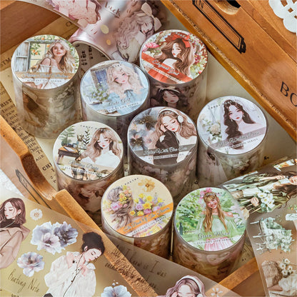 JIANQI 50mm*2m PET Tape Stickers Creativity Scrapbooking Hand Account Adhesive hand made Diy Junk Journal Craft Supplies