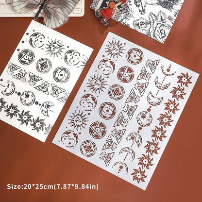 JIANWU Vintage Planetary Chart Symbol Border Flower Landscape Material Collage stamp Shading Board Creative Journal Stationery
