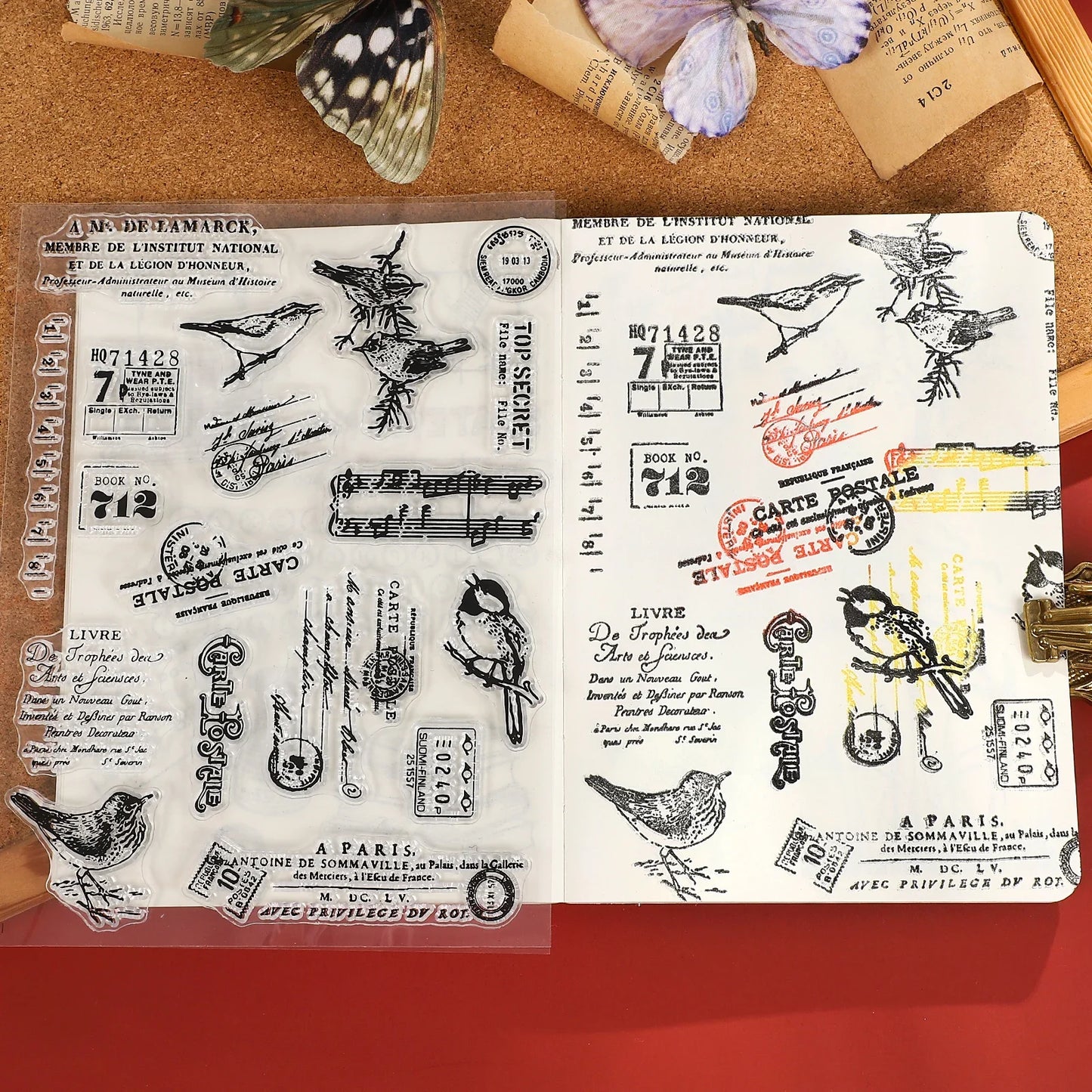 JIANWU Vintage Tree Plant Flower Butterfly Label Bill Landscape Material Collage Silicone Stamp Creative DIY Journal Stationery